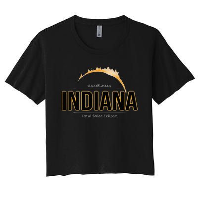 Indiana America April 2024 Path Of Totality Solar Eclipse Women's Crop Top Tee