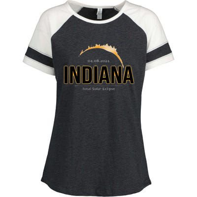 Indiana America April 2024 Path Of Totality Solar Eclipse Enza Ladies Jersey Colorblock Tee