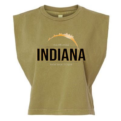 Indiana America April 2024 Path Of Totality Solar Eclipse Garment-Dyed Women's Muscle Tee