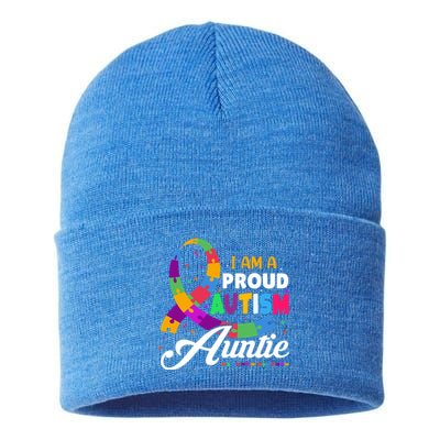 I Am A Proud Autism Auntie Gift Sustainable Knit Beanie