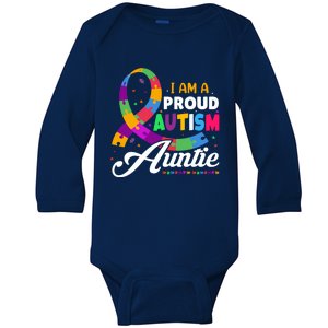 I Am A Proud Autism Auntie Gift Baby Long Sleeve Bodysuit