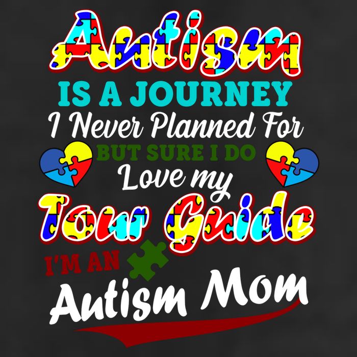 I'm An Autism Mom Tour Guide Quote 7 Panel Mesh Trucker Snapback Hat