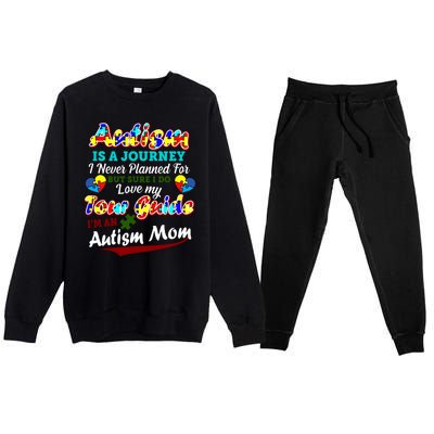 I'm An Autism Mom Tour Guide Quote Premium Crewneck Sweatsuit Set