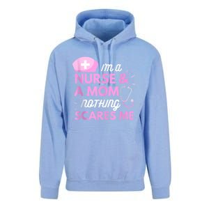 I Am A Mom And A Nurse Nothing Scares Me Funny Nurse Unisex Surf Hoodie