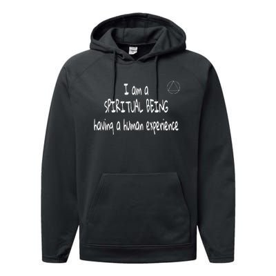 I Am A Spiritual Being Having A Human Experience Recovery Raglan Performance Fleece Hoodie