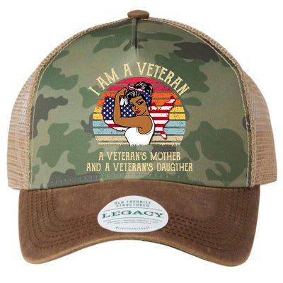 I Am A Veteran Veteran's Mother And Daughter Legacy Tie Dye Trucker Hat