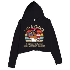 I Am A Veteran Veteran's Mother And Daughter Crop Fleece Hoodie