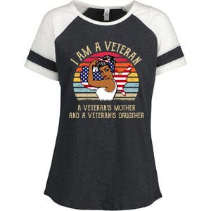 I Am A Veteran Veteran's Mother And Daughter Enza Ladies Jersey Colorblock Tee