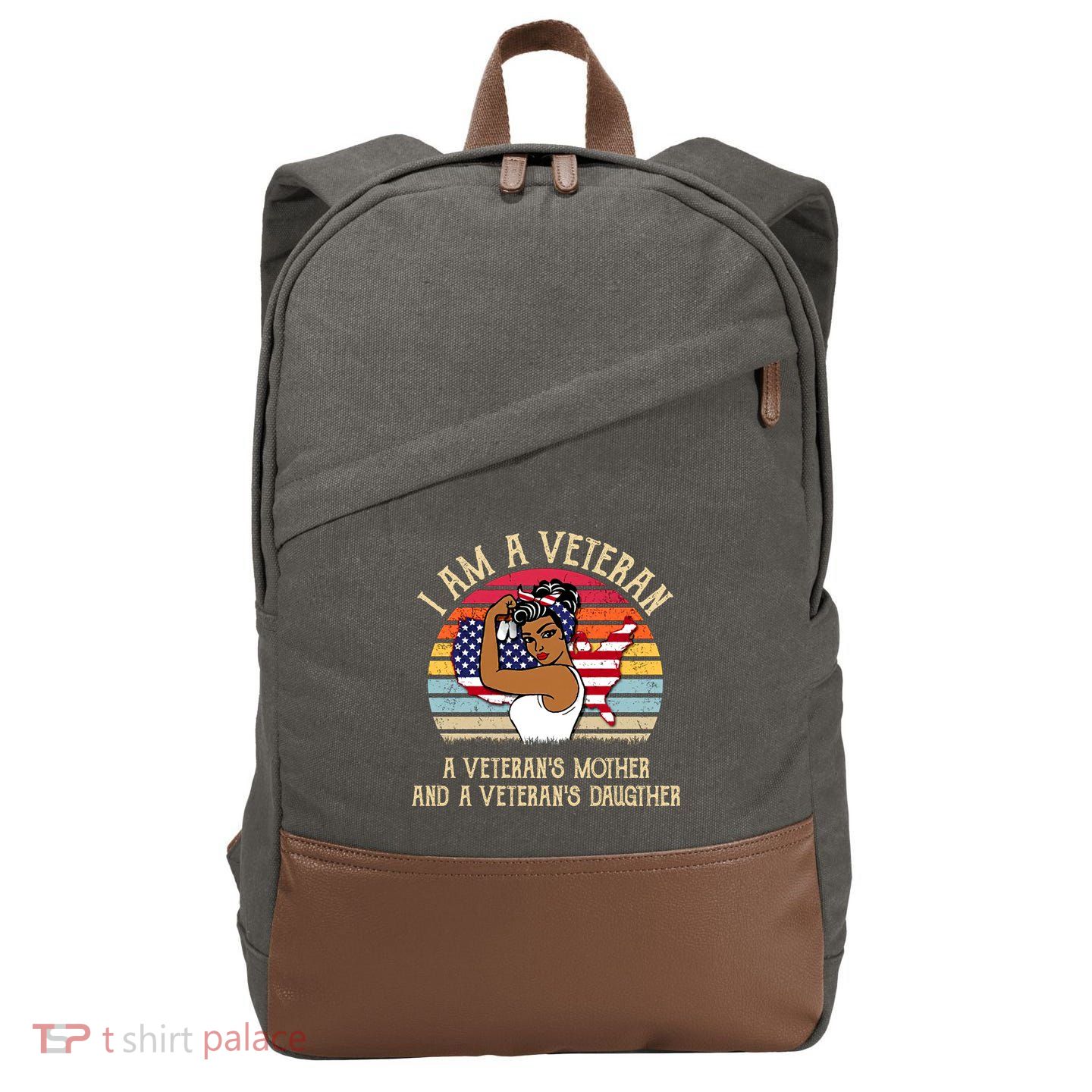 I Am A Veteran Veteran's Mother And Daughter Cotton Canvas Backpack