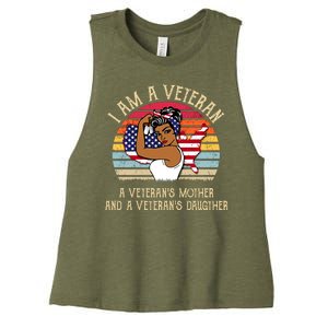 I Am A Veteran Veteran's Mother And Daughter Women's Racerback Cropped Tank