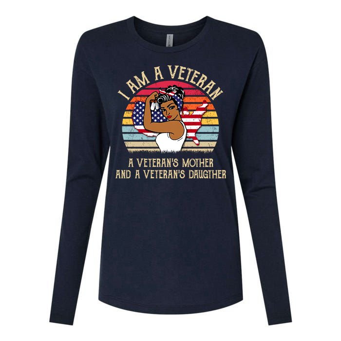 I Am A Veteran Veteran's Mother And Daughter Womens Cotton Relaxed Long Sleeve T-Shirt