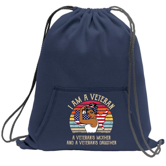 I Am A Veteran Veteran's Mother And Daughter Sweatshirt Cinch Pack Bag