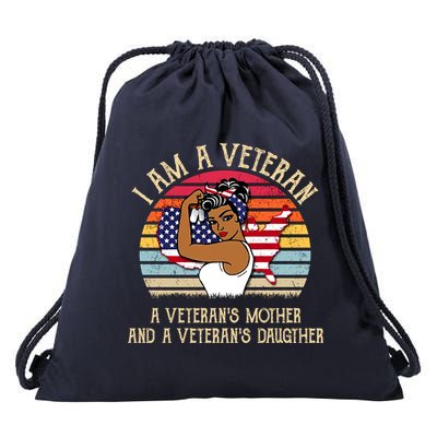 I Am A Veteran Veteran's Mother And Daughter Drawstring Bag