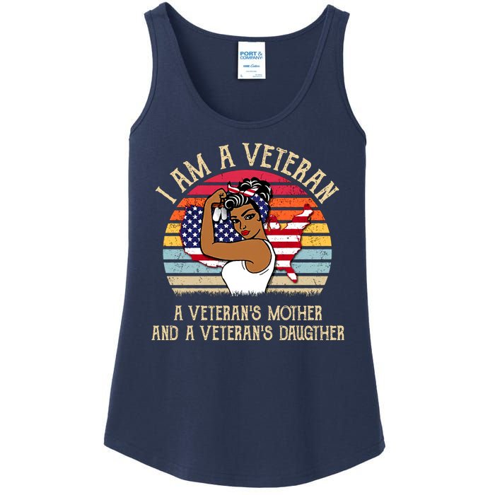 I Am A Veteran Veteran's Mother And Daughter Ladies Essential Tank