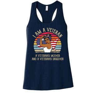 I Am A Veteran Veteran's Mother And Daughter Women's Racerback Tank