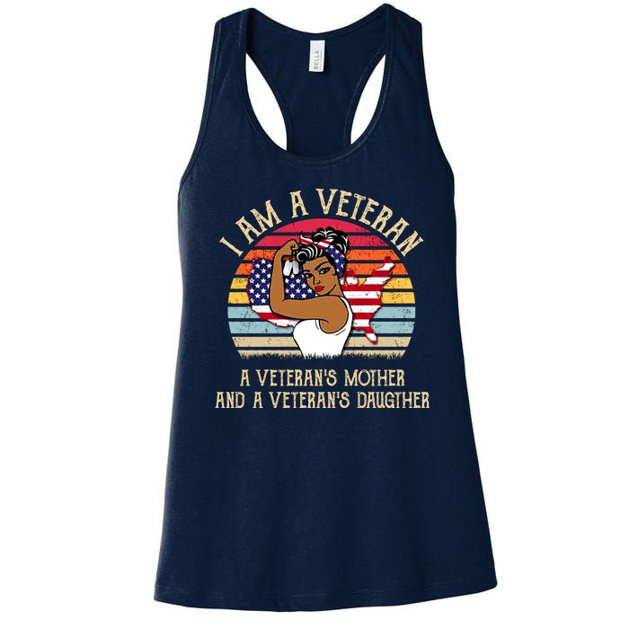 I Am A Veteran Veteran's Mother And Daughter Women's Racerback Tank