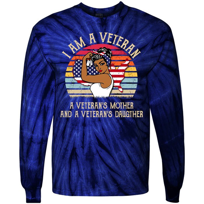 I Am A Veteran Veteran's Mother And Daughter Tie-Dye Long Sleeve Shirt