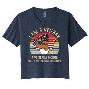 I Am A Veteran Veteran's Mother And Daughter Women's Crop Top Tee