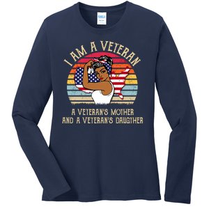 I Am A Veteran Veteran's Mother And Daughter Ladies Long Sleeve Shirt