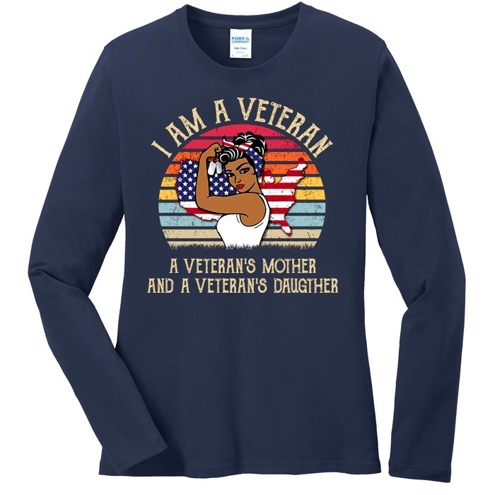 I Am A Veteran Veteran's Mother And Daughter Ladies Long Sleeve Shirt