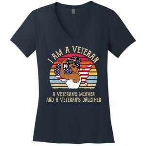 I Am A Veteran Veteran's Mother And Daughter Women's V-Neck T-Shirt