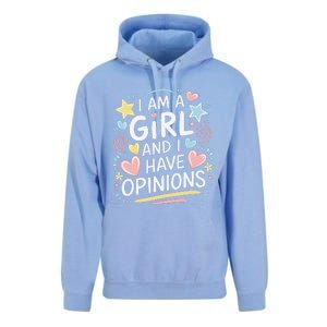 I Am A Girl And I Have Opinions Funny Women Mother Unisex Surf Hoodie