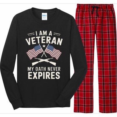 I Am A Veteran My Oath Never Expires Veteran Day Dad Grandpa Long Sleeve Pajama Set