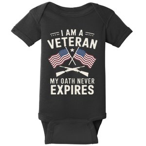 I Am A Veteran My Oath Never Expires Veteran Day Dad Grandpa Baby Bodysuit