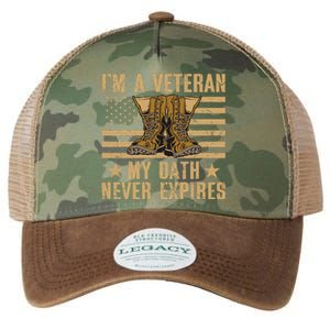 I Am A Veteran My Oath Never Expires Veteran Day Usa Flag Legacy Tie Dye Trucker Hat