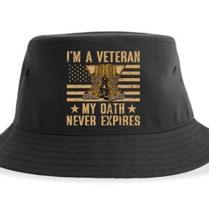 I Am A Veteran My Oath Never Expires Veteran Day Usa Flag Sustainable Bucket Hat