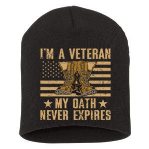 I Am A Veteran My Oath Never Expires Veteran Day Usa Flag Short Acrylic Beanie