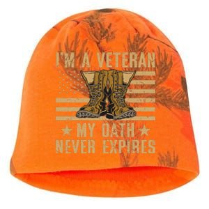 I Am A Veteran My Oath Never Expires Veteran Day Usa Flag Kati - Camo Knit Beanie