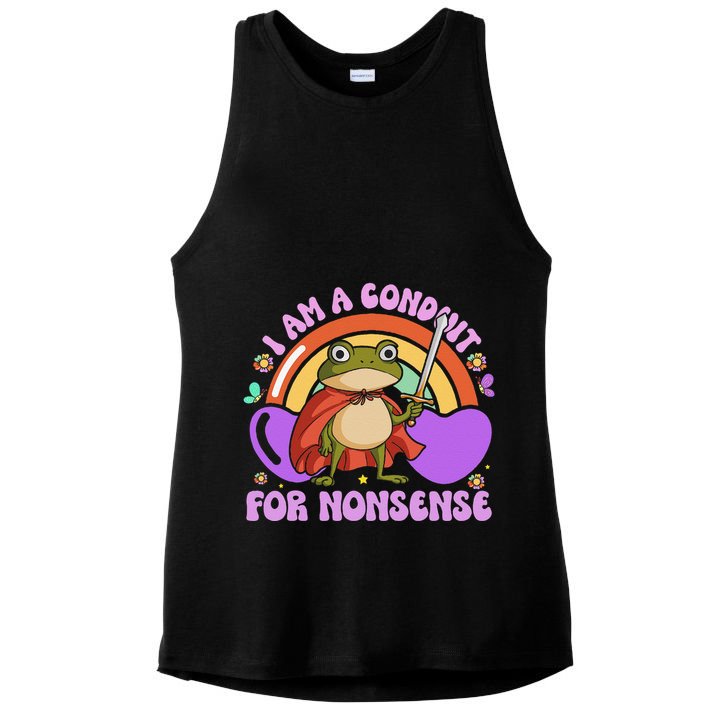 I Am A Conduit For Nonsense Funny Frog Knight Gift Ladies PosiCharge Tri-Blend Wicking Tank
