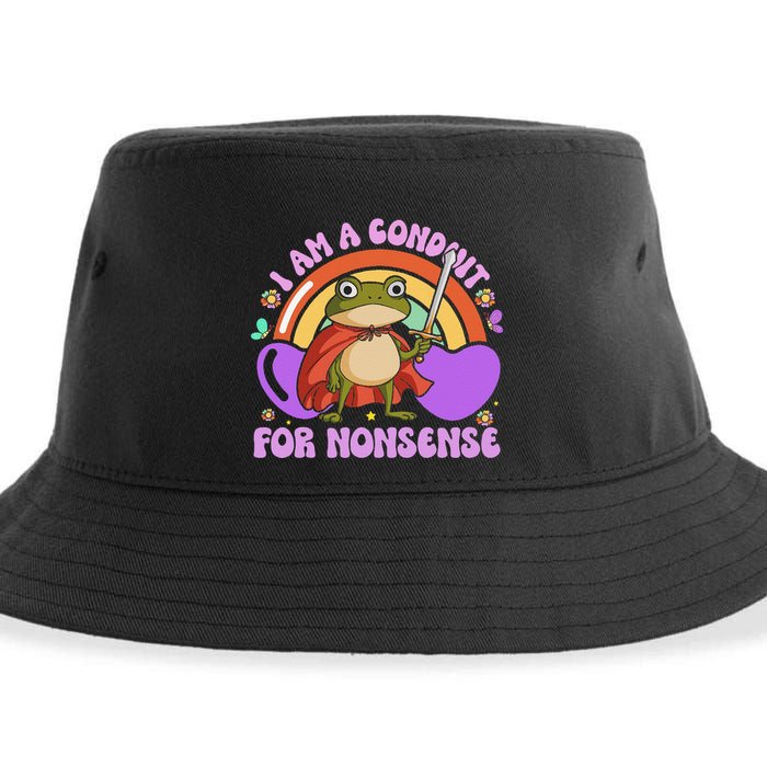 I Am A Conduit For Nonsense Funny Frog Knight Gift Sustainable Bucket Hat
