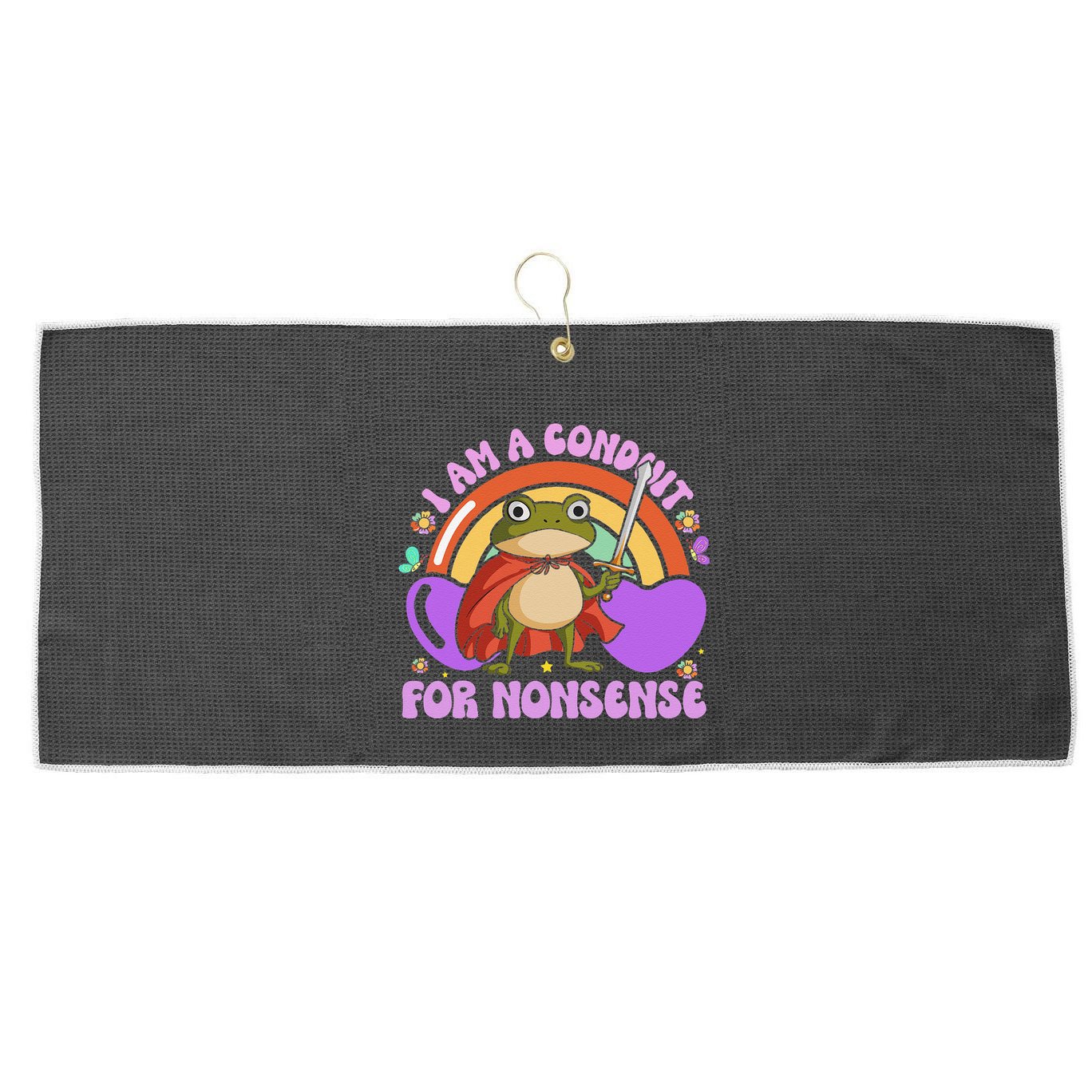 I Am A Conduit For Nonsense Funny Frog Knight Gift Large Microfiber Waffle Golf Towel