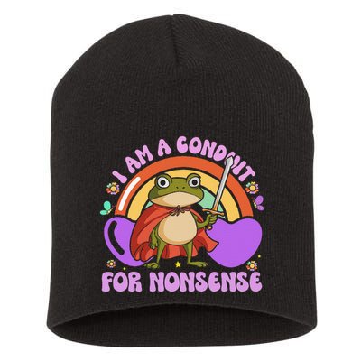 I Am A Conduit For Nonsense Funny Frog Knight Gift Short Acrylic Beanie