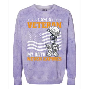 I Am A Veteran My Oath Never Expires Colorblast Crewneck Sweatshirt