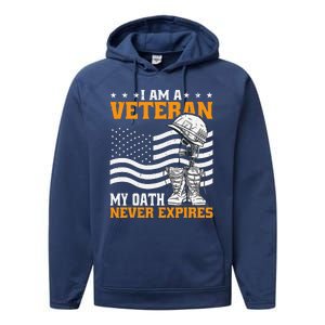 I Am A Veteran My Oath Never Expires Performance Fleece Hoodie