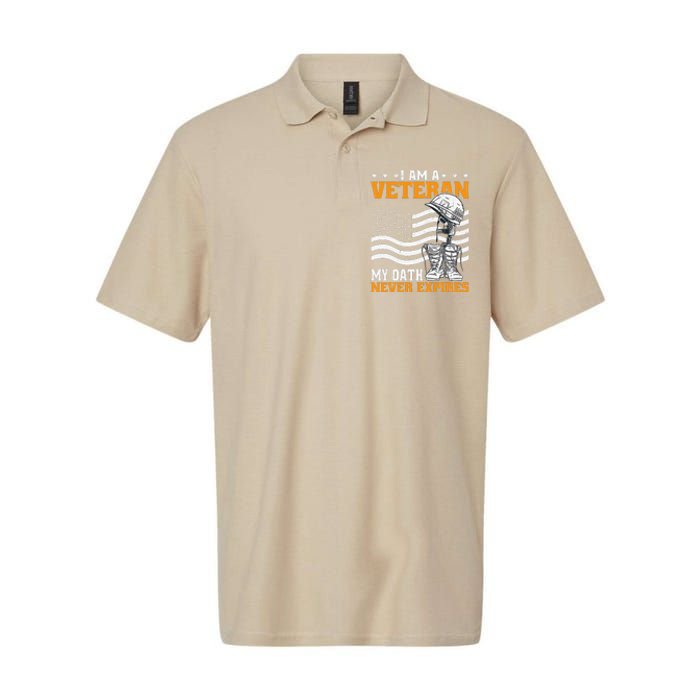 I Am A Veteran My Oath Never Expires Softstyle Adult Sport Polo