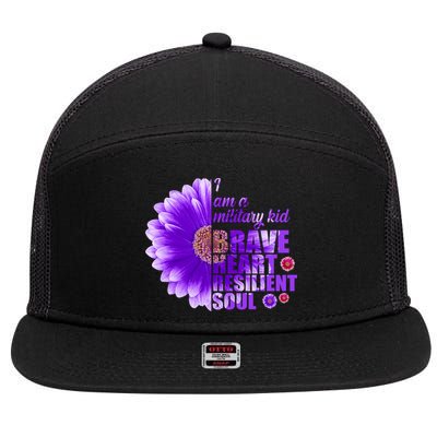 I Am A Military Child Brave Heart Resilient Soul Sunflower 7 Panel Mesh Trucker Snapback Hat
