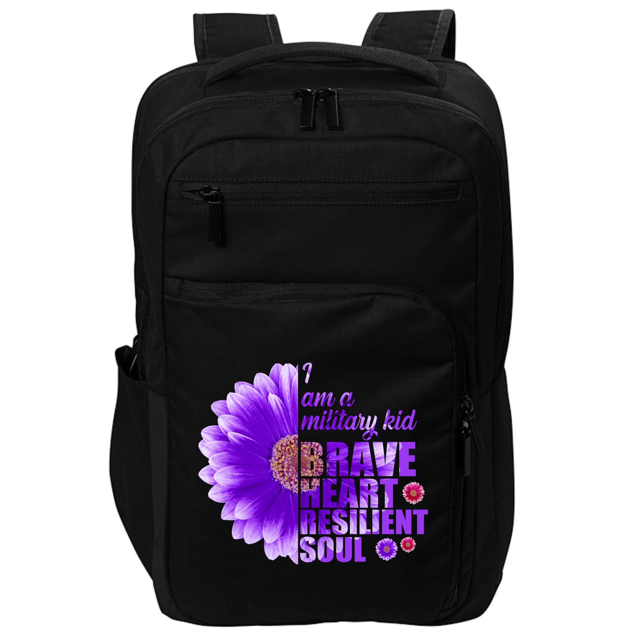 I Am A Military Child Brave Heart Resilient Soul Sunflower Impact Tech Backpack