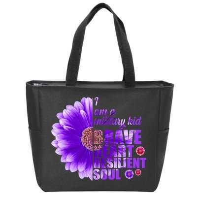I Am A Military Child Brave Heart Resilient Soul Sunflower Zip Tote Bag
