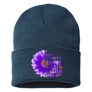 I Am A Military Child Brave Heart Resilient Soul Sunflower Sustainable Knit Beanie