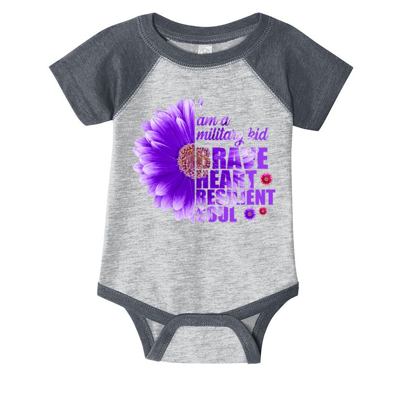 I Am A Military Child Brave Heart Resilient Soul Sunflower Infant Baby Jersey Bodysuit