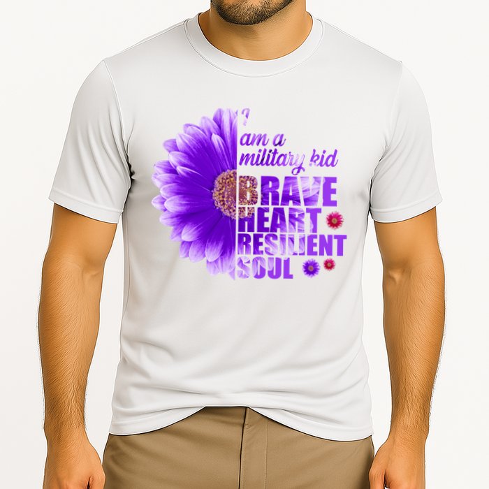 I Am A Military Child Brave Heart Resilient Soul Sunflower Cooling Performance Crew T-Shirt