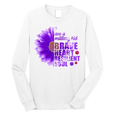 I Am A Military Child Brave Heart Resilient Soul Sunflower Long Sleeve Shirt