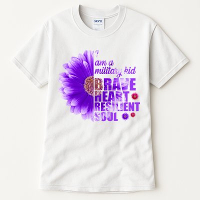 I Am A Military Child Brave Heart Resilient Soul Sunflower Tall T-Shirt