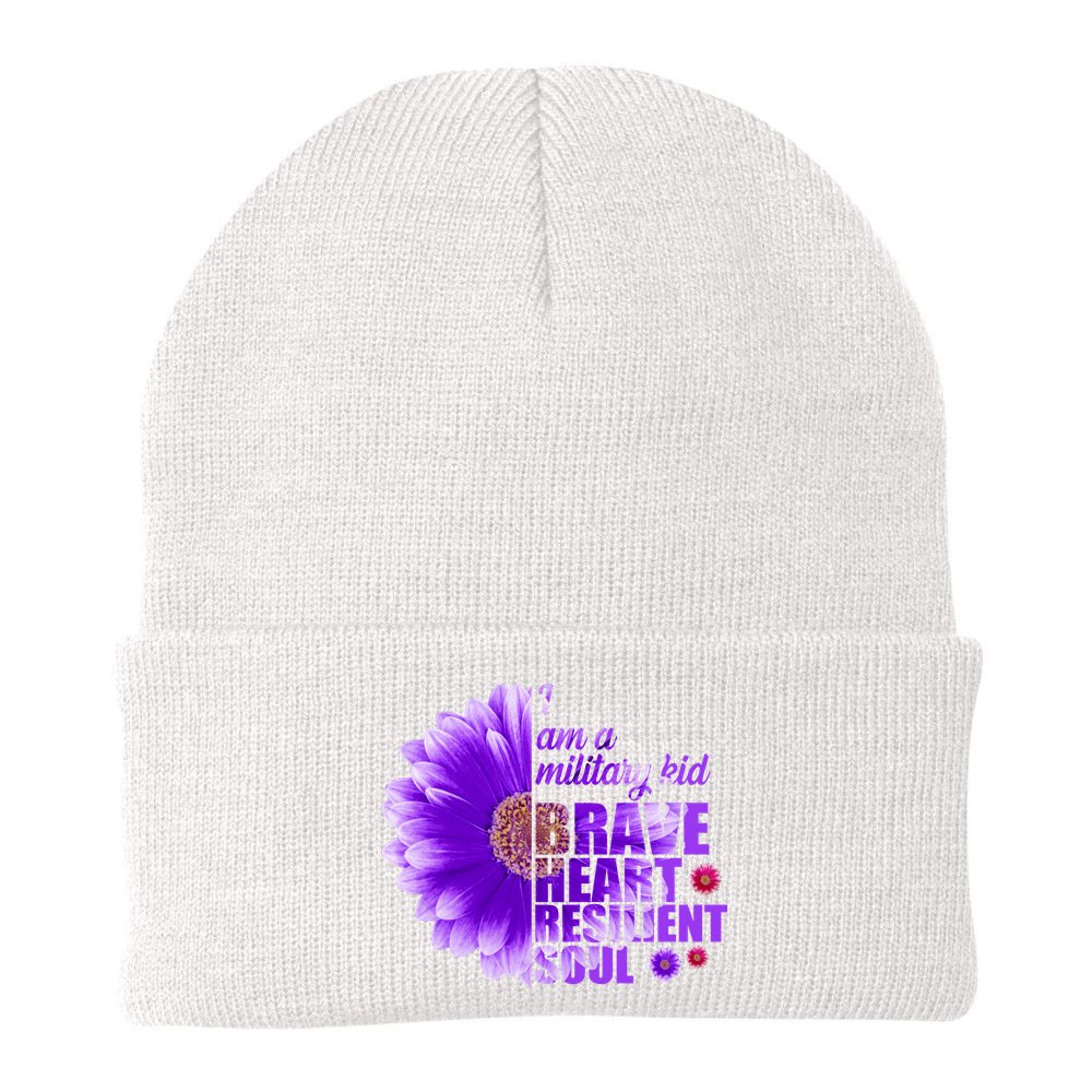 I Am A Military Child Brave Heart Resilient Soul Sunflower Beanie