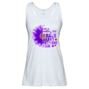 I Am A Military Child Brave Heart Resilient Soul Sunflower Ladies Essential Flowy Tank