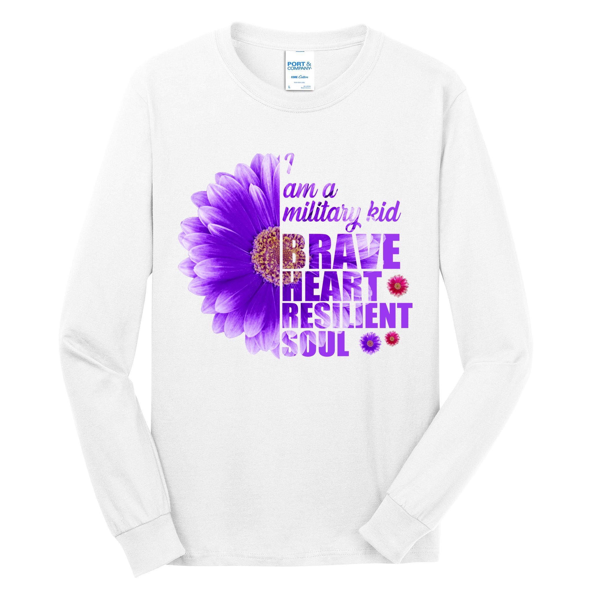 I Am A Military Child Brave Heart Resilient Soul Sunflower Tall Long Sleeve T-Shirt